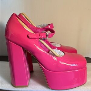 New Hot Pink Jeffrey Campbell Chillin-2 Chunky Platform Mary-Jane (7.5)